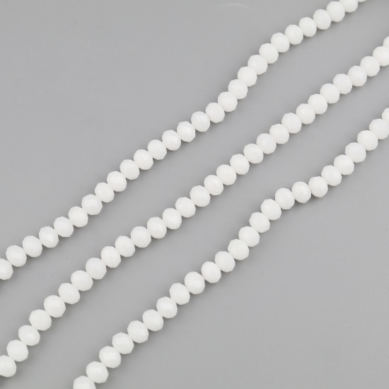 Immagine di Vetro Perline Tondo Bianco Sezione Circa 4mm Dia, Foro: Circa 0.8mm, lunghezza: 48cm, 5 Fili (Circa 138 Pezzi/Treccia)