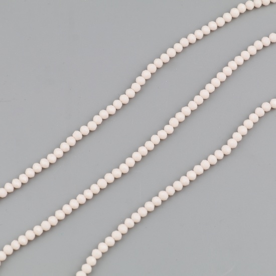 Image de Perles en Verre Rond Couleur Pêche A Facettes, Env. 4mm Dia, Trou: 0.8mm, 48cm long, 5 Enfilades (env. 138 Pcs/Enfilade)