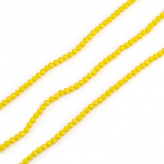 Immagine di Vetro Perline Tondo Giallo Sezione Circa 4mm Dia, Foro: Circa 0.8mm, lunghezza: 48cm, 5 Fili (Circa 138 Pezzi/Treccia)