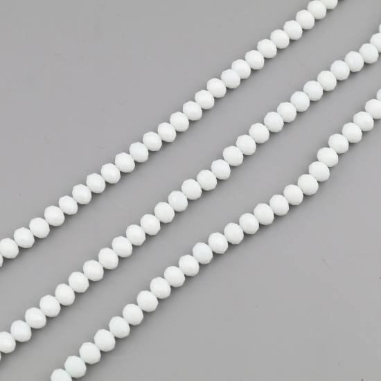 Immagine di Vetro Perline Tondo Grigio Bianco Sezione Circa 4mm Dia, Foro: Circa 0.8mm, lunghezza: 48cm, 5 Fili (Circa 138 Pezzi/Treccia)