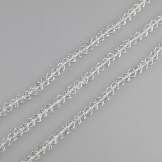 Immagine di Vetro Perline Tondo Trasparente Sezione Circa 6mm Dia, Foro: Circa 1.1mm, lunghezza: 44cm, 5 Fili (Circa 88 Pezzi/Treccia)