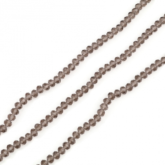 Image de Perles en Verre Rond Gris Taupe A Facettes, Env. 6mm Dia, Trou: 1.1mm, 44cm long, 5 Enfilades (env. 88 Pcs/Enfilade)