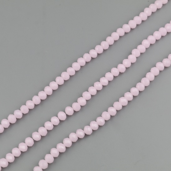 Immagine di Vetro Perline Tondo Rosa Chiaro Sezione Circa 6mm Dia, Foro: Circa 1.1mm, lunghezza: 44cm, 5 Fili (Circa 88 Pezzi/Treccia)