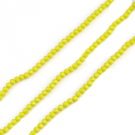 Immagine di Vetro Perline Tondo Giallo Sezione Circa 6mm Dia, Foro: Circa 1.1mm, lunghezza: 44cm, 5 Fili (Circa 88 Pezzi/Treccia)