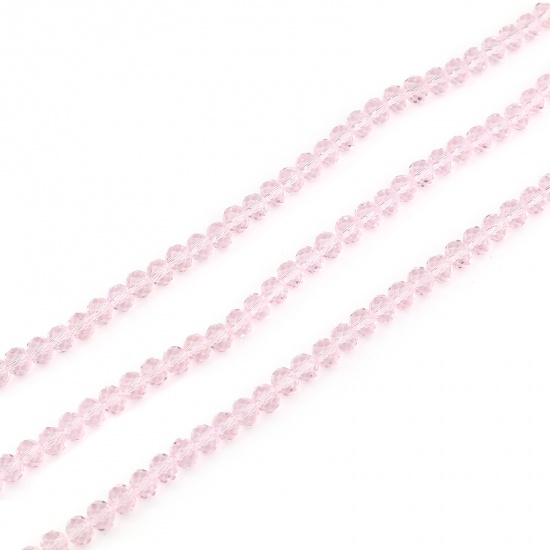 Immagine di Vetro Perline Tondo Rosa Sezione Circa 6mm Dia, Foro: Circa 1.1mm, lunghezza: 44cm, 5 Fili (Circa 88 Pezzi/Treccia)
