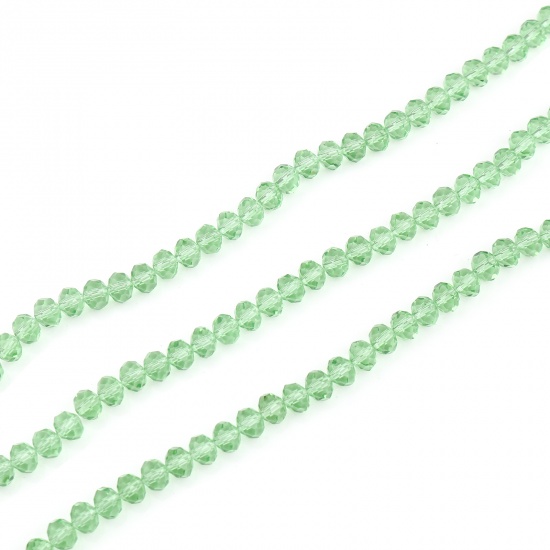 Immagine di Vetro Perline Tondo Verde Chiaro Sezione Circa 8mm Dia, Foro: Circa 1.3mm, lunghezza: 43.5cm - 43cm, 5 Fili (Circa 68 Pezzi/Treccia)
