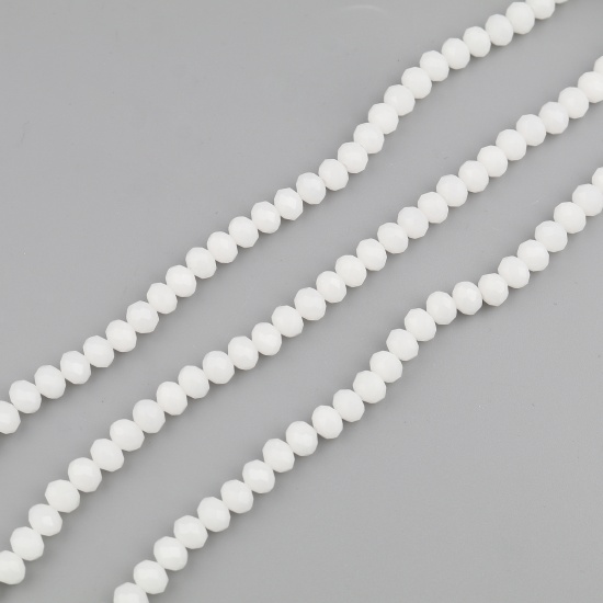 Immagine di Vetro Perline Tondo Bianco Sezione Circa 8mm Dia, Foro: Circa 1.3mm, lunghezza: 43.5cm - 43cm, 5 Fili (Circa 68 Pezzi/Treccia)