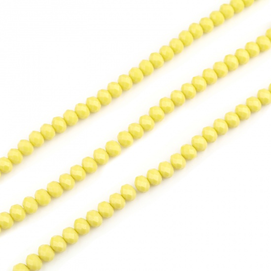 Immagine di Vetro Perline Tondo Giallo Sezione Circa 8mm Dia, Foro: Circa 1.3mm, lunghezza: 43.5cm - 43cm, 5 Fili (Circa 68 Pezzi/Treccia)