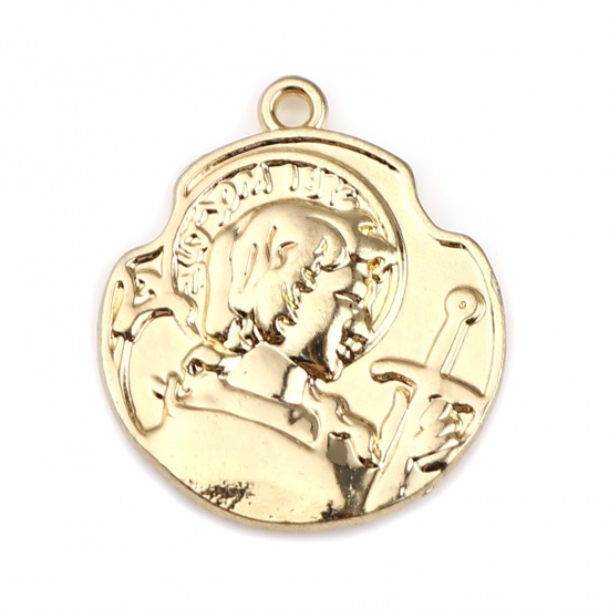 Picture of Zinc Based Alloy Charms Irregular Gold Plated Head Portrait 25mm x 21mm, 10 PCs
