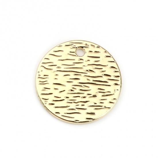 Picture of Zinc Based Alloy Pendants Round Gold Plated Stripe 32mm Dia., 10 PCs