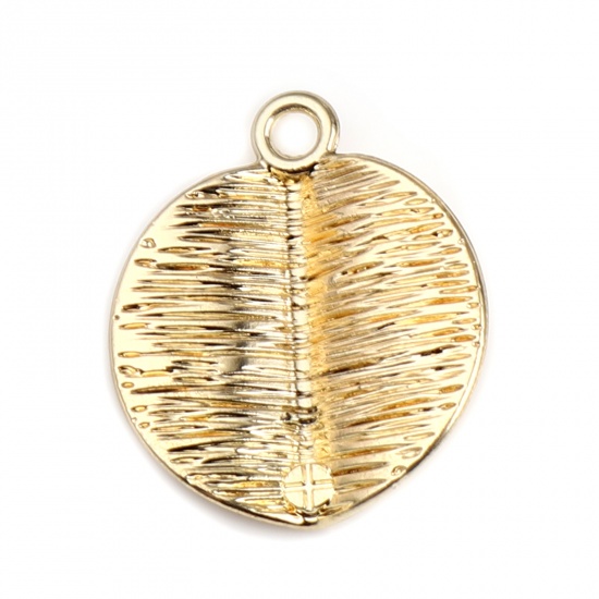 Picture of Zinc Based Alloy Charms Round Gold Plated Drawbench 26mm x 22mm, 10 PCs