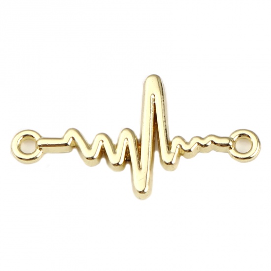 Picture of Zinc Based Alloy Medical Connectors Heartbeat/ Electrocardiogram Gold Plated 27mm x 14mm, 10 PCs