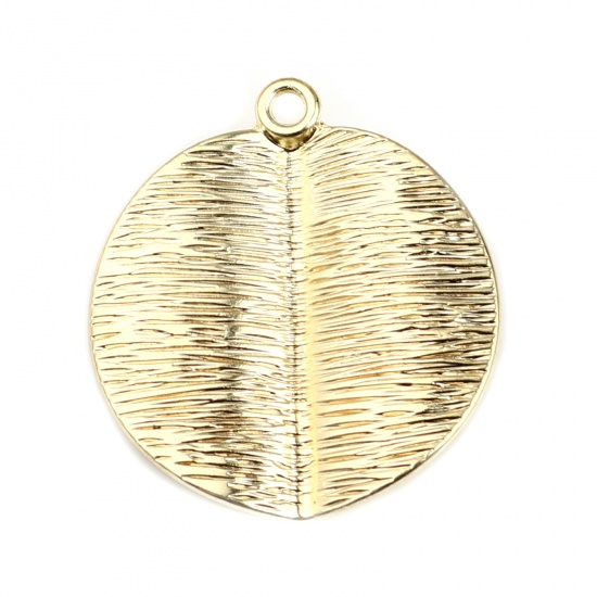 Picture of Zinc Based Alloy Pendants Round Gold Plated Drawbench 36mm x 32mm, 5 PCs