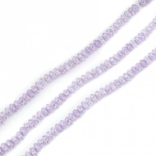 Immagine di Vetro Perline Tondo Piatto Colore Viola Trasparente Crepa Circa 8mm Dia, Foro: Circa 1.2mm, lunghezza: 38.5cm - 38cm, 1 Filo (Circa 87 Pezzi/Treccia)