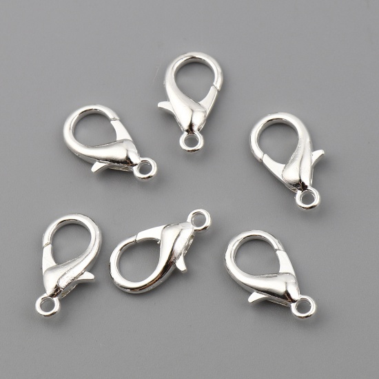 Bild von Zinklegierung Karabinerverschluss Versilbert 18mm x 10mm, 20 Stück