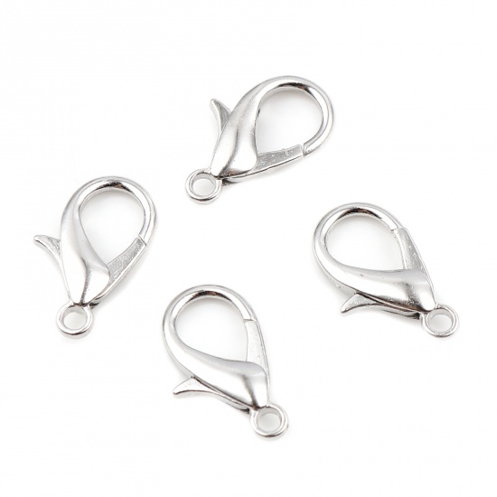 Bild von Zinklegierung Karabinerverschluss Silberfarbe 21mm x 11mm, 20 Stück