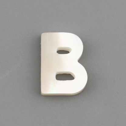 Image de Perles en Coquille Lettre Crème Mots" B " 10mm x 7mm, Taille de Trou: 0.5mm, 1 Pièce