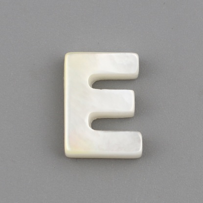 Image de Perles en Coquille Lettre Crème Mots" E " 10mm x 7mm, Taille de Trou: 0.5mm, 1 Pièce