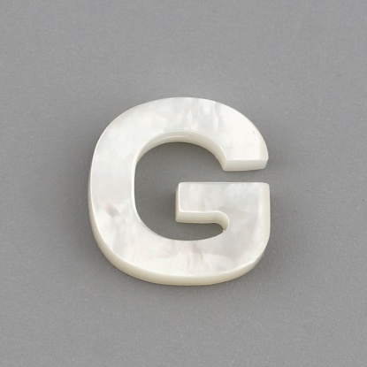Image de Perles en Coquille Lettre Crème Mots" G " 9mm x 9mm, Taille de Trou: 0.5mm, 1 Pièce