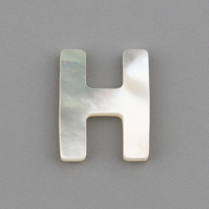 Image de Perles en Coquille Lettre Crème Mots" H " 10mm x 8mm, Taille de Trou: 0.5mm, 1 Pièce