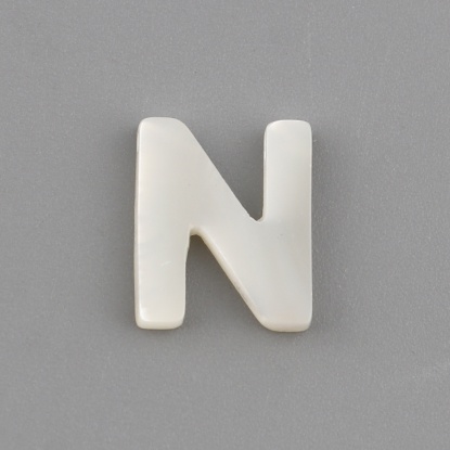 Image de Perles en Coquille Lettre Crème Mots" N " 10mm x 8mm, Taille de Trou: 0.5mm, 1 Pièce