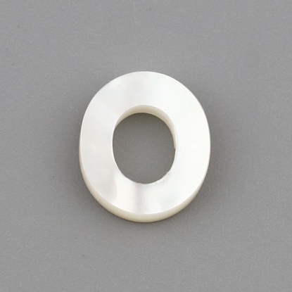 Image de Perles en Coquille Lettre Crème Mots" O " 10mm x 9mm, Taille de Trou: 0.5mm, 1 Pièce