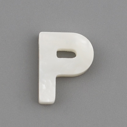 Image de Perles en Coquille Lettre Crème Mots" P " 10mm x 7mm, Taille de Trou: 0.5mm, 1 Pièce