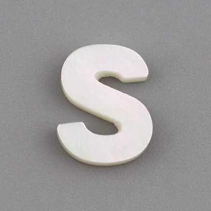 Image de Perles en Coquille Lettre Crème Mots" S " 10mm x 8mm, Taille de Trou: 0.5mm, 1 Pièce