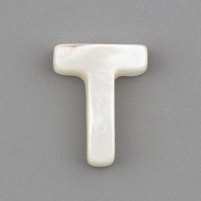 Image de Perles en Coquille Lettre Crème Mots" T " 10mm x 8mm, Taille de Trou: 0.5mm, 1 Pièce