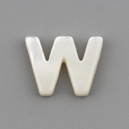 Image de Perles en Coquille Lettre Crème Mots" W " 13mm x 10mm, Taille de Trou: 0.5mm, 1 Pièce