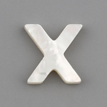 Image de Perles en Coquille Lettre Crème Mots" X " 10mm x 10mm, Taille de Trou: 0.5mm, 1 Pièce