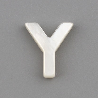 Image de Perles en Coquille Lettre Crème Mots" Y " 10mm x 9mm, Taille de Trou: 0.5mm, 1 Pièce
