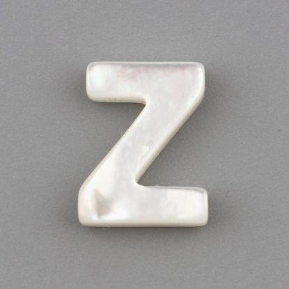 Image de Perles en Coquille Lettre Crème Mots" Z " 10mm x 8mm, Taille de Trou: 0.5mm, 1 Pièce