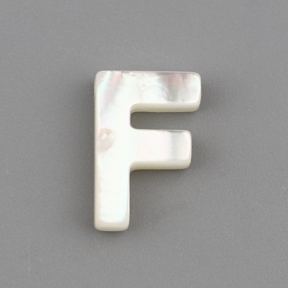 Image de Perles en Coquille Lettre Crème Mots" F " 10mm x 6mm, Taille de Trou: 0.5mm, 1 Pièce