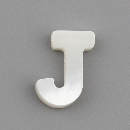 Image de Perles en Coquille Lettre Crème Mots" J " 10mm x 6mm, Taille de Trou: 0.5mm, 1 Pièce