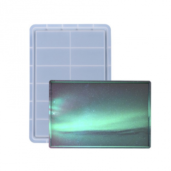 Immagine di Silicone Muffa della Resina per Gioielli Rendendo Rettangolo Bianco 30cm x 18cm, 1 Pz