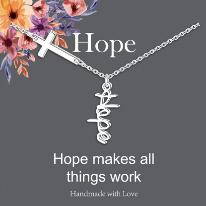 Bild von Edelstahl Gliederkette KetteZubehör Halskette Silberfarbe Kreuz Message " Hope " 45cm lang, 1 Strang