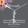 Picture of Stainless Steel Link Cable Chain Findings Necklace Silver Tone Cross Message " STRENGTH " 45cm(17 6/8") long, 1 Piece