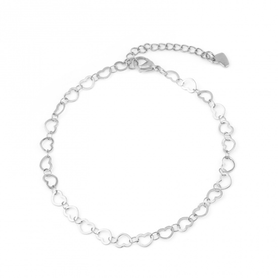 Picture of Stainless Steel Anklet Silver Tone Heart Moon 23cm(9") long, 1 Piece