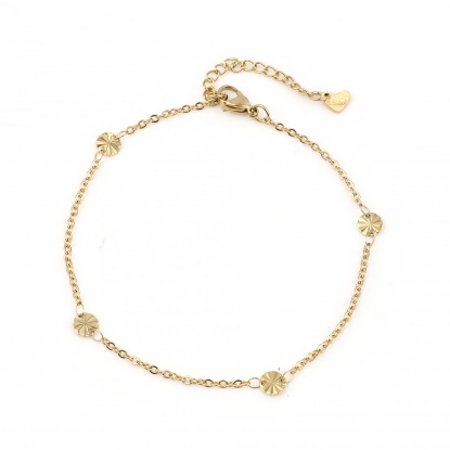 Picture of Stainless Steel Anklet Gold Plated Round 23.5cm(9 2/8") long, 1 Piece