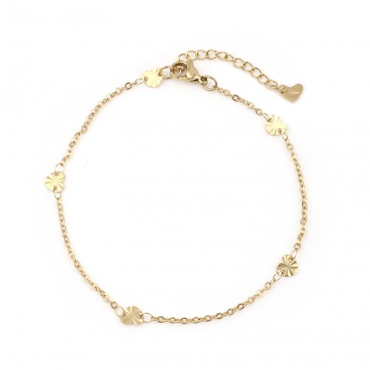 Picture of Stainless Steel Anklet Gold Plated Heart 23.5cm(9 2/8") long, 1 Piece