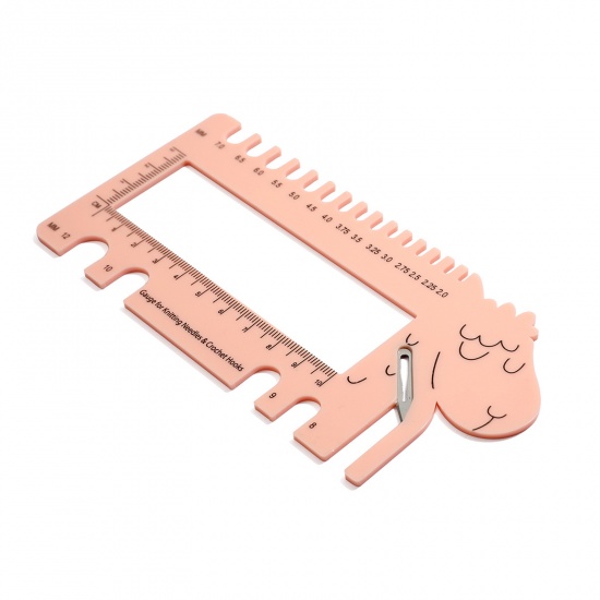 Picture of Plastic Ruler Measurement Tool Knitting Tool Sheep Orange Pink 16cm x 7.6cm, 1 Piece