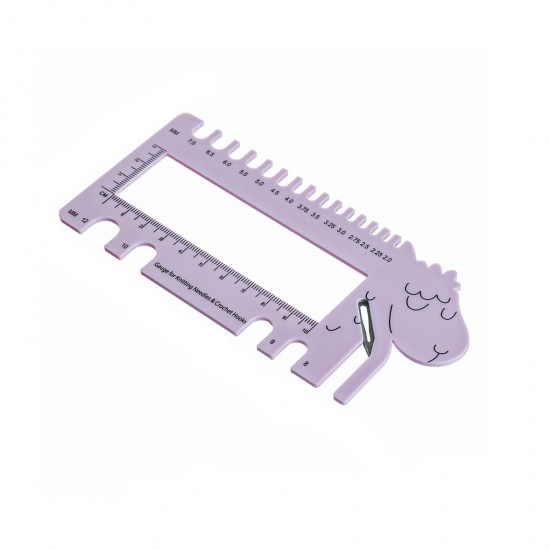 Picture of Plastic Ruler Measurement Tool Knitting Tool Sheep Purple 16cm x 7.6cm, 1 Piece