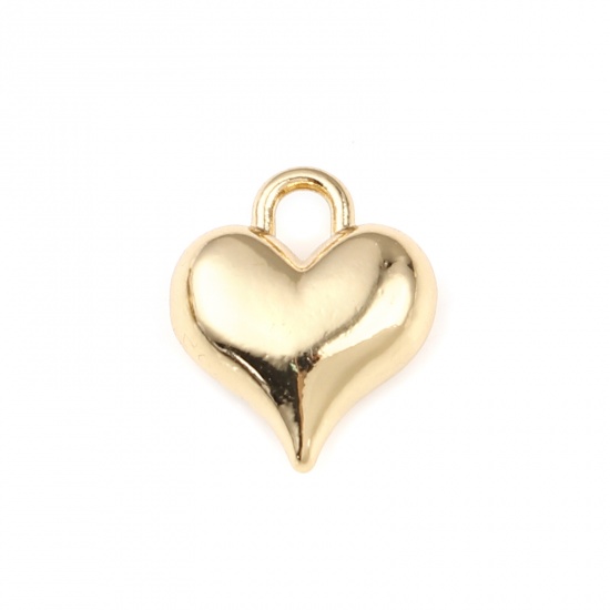 Picture of Zinc Based Alloy Valentine's Day Charms Heart Gold Plated 13mm x 11mm, 5 PCs