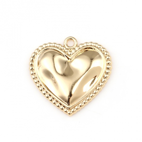 Picture of Zinc Based Alloy Valentine's Day Charms Heart Gold Plated 21mm x 21mm, 5 PCs