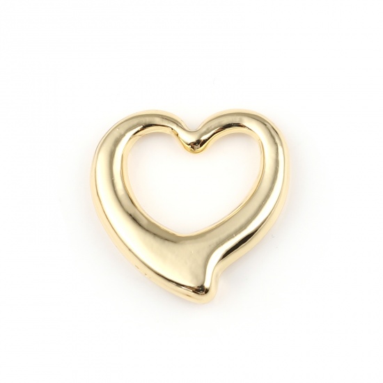 Picture of Zinc Based Alloy Valentine's Day Charms Heart Gold Plated 17mm x 17mm, 5 PCs