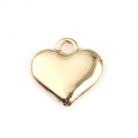 Picture of Zinc Based Alloy Valentine's Day Charms Heart Gold Plated 12mm x 11mm, 5 PCs