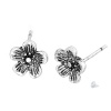 Picture of Earring Ear Post Stud Earrings Plum Blossom Flower Antique Silver W/ Stoppers 8mm( 3/8") x 8mm( 3/8"), Post/ Wire Size: (21 gauge), 2 PCs