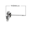 Picture of Earring Ear Post Stud Earrings Plum Blossom Flower Antique Silver W/ Stoppers 8mm( 3/8") x 8mm( 3/8"), Post/ Wire Size: (21 gauge), 2 PCs
