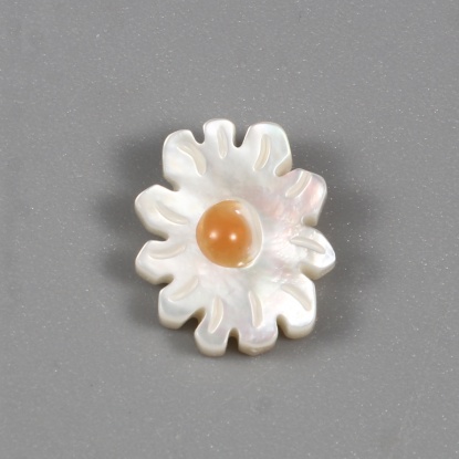 Image de Perles en Coquille Chrysanthème Blanc & Jaune 13mm x 10mm, Taille de Trou: 0.7mm, 1 Pièce